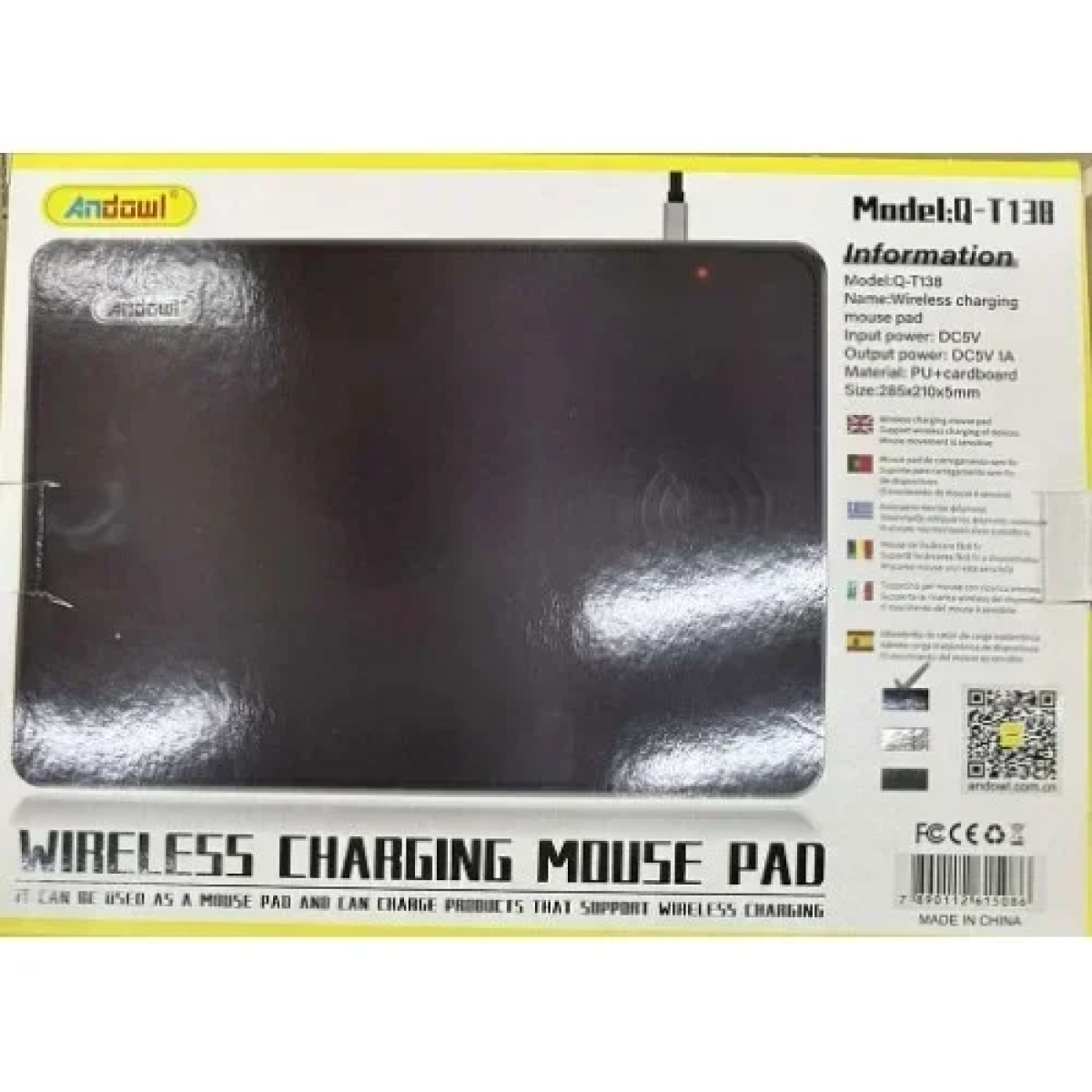 Mouse Pad με Ασύρματη Φόρτιση 28×21cm Andowl Q-T138 – Μαύρο