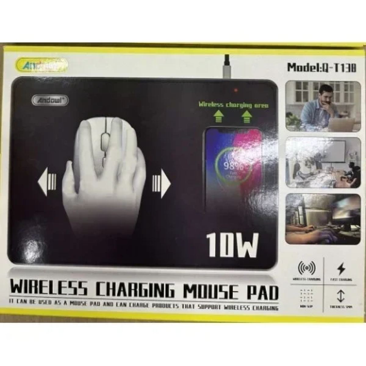 Mouse Pad με Ασύρματη Φόρτιση 28×21cm Andowl Q-T138 – Μαύρο