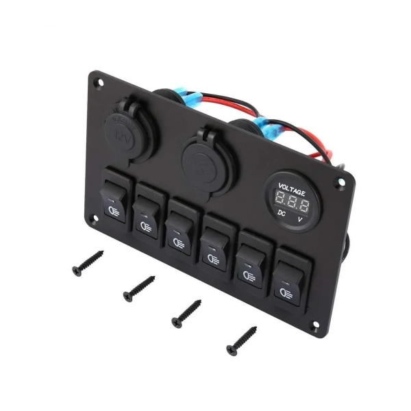 Πίνακας Ελέγχου Σκάφους με 6 διακόπτες, βολτόμετρο και USB