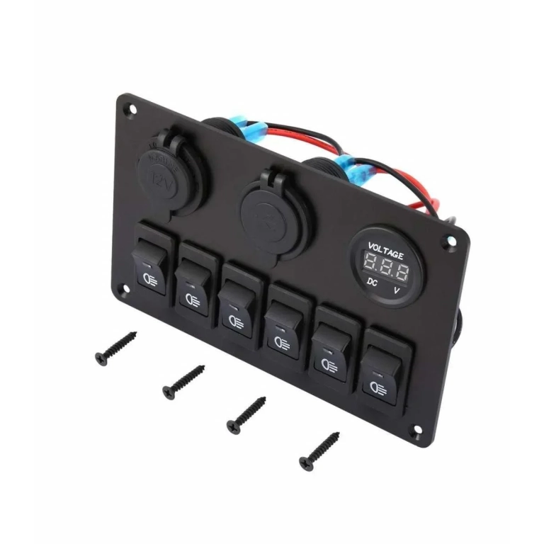 Πίνακας Ελέγχου Σκάφους με 6 διακόπτες, βολτόμετρο και USB