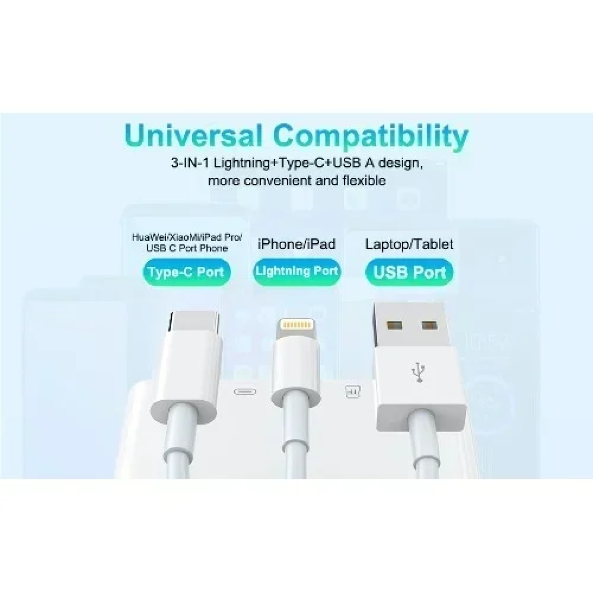5 σε 1 Lightning+Type C+USB A Card Reader με 3 Καλώδια Andowl Q-Z09