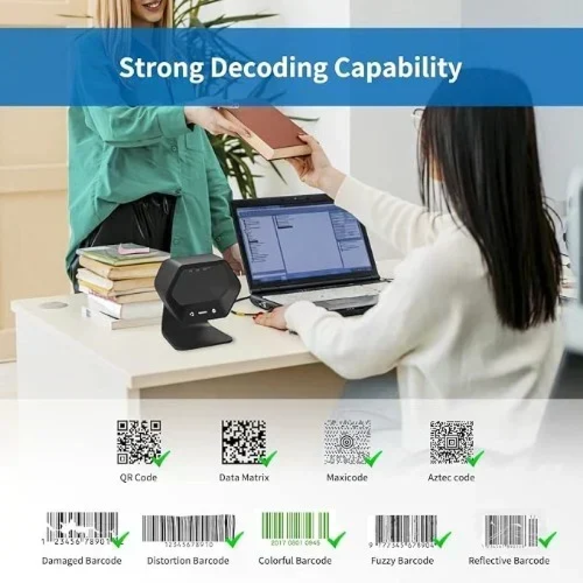 Επαγγελματικός Επιτραπέζιος Σαρωτής QR/Barcode Andowl Q-SM700 – Μαύρο