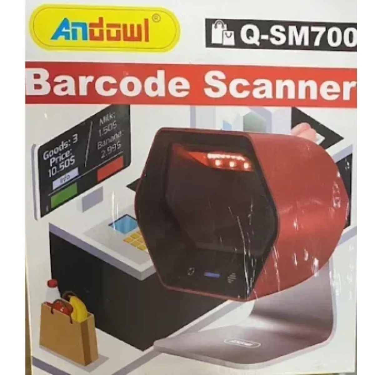 Επαγγελματικός Επιτραπέζιος Σαρωτής QR/Barcode Andowl Q-SM700 – κόκκινο/ασημί