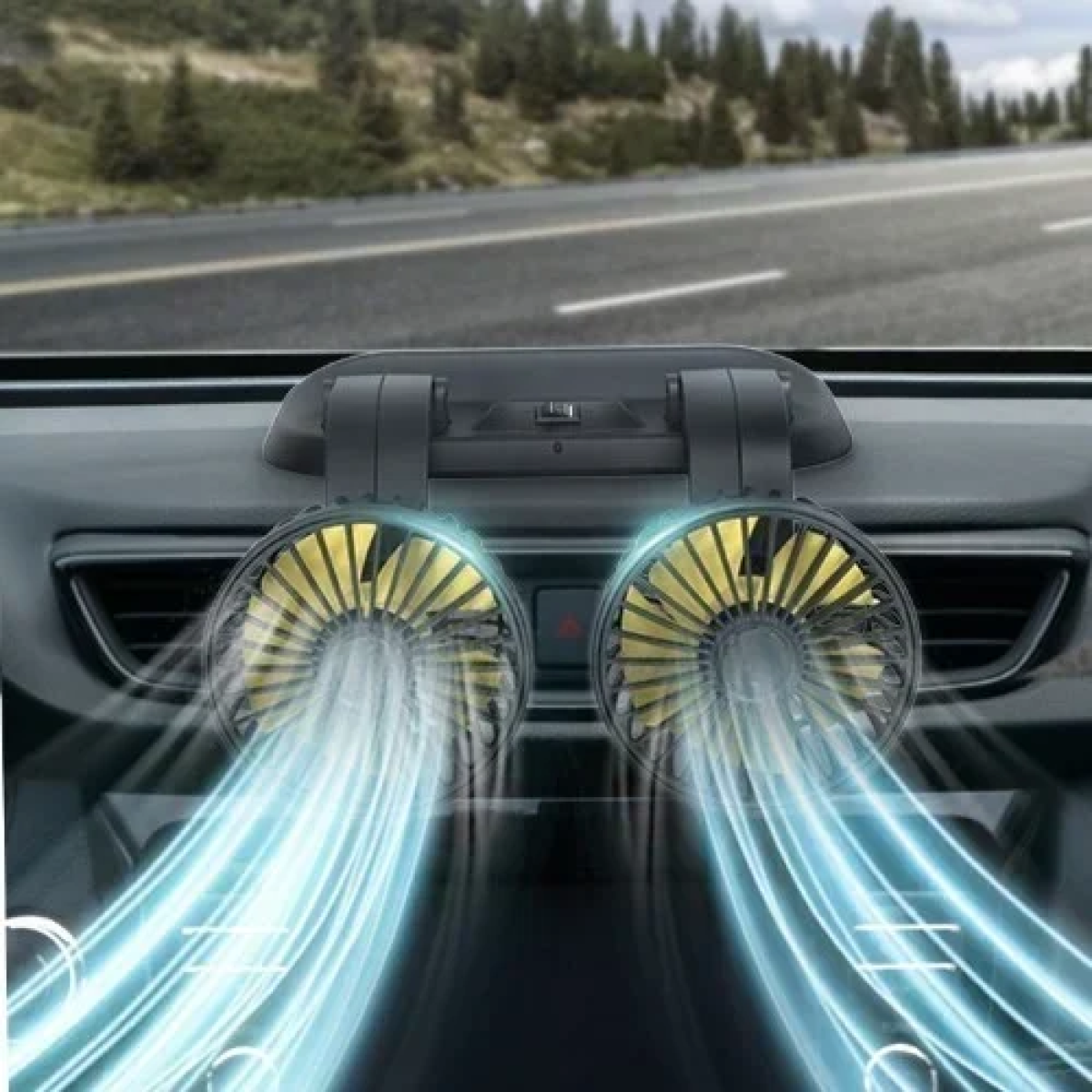 Pervoi Διπλός Ανεμιστήρας Αυτοκινήτου 12v CTC-650 Μαύρο/Κίτρινο
