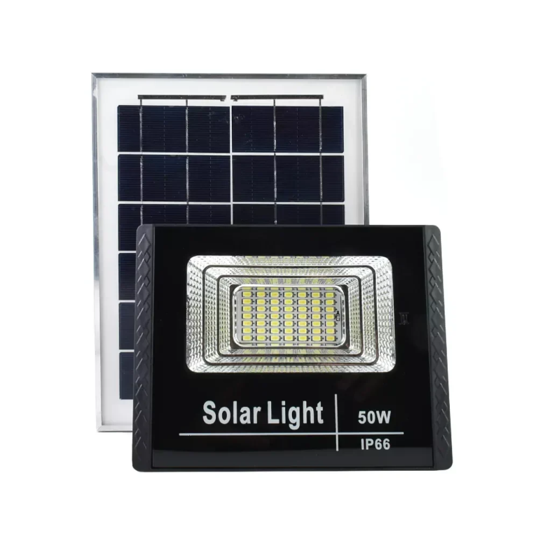 Ηλιακός Προβολέας LED 50W IP66 με Τηλεχειρισμό & Χρονοδιακόπτη OEM JT-SKBU-50W – Μαύρο