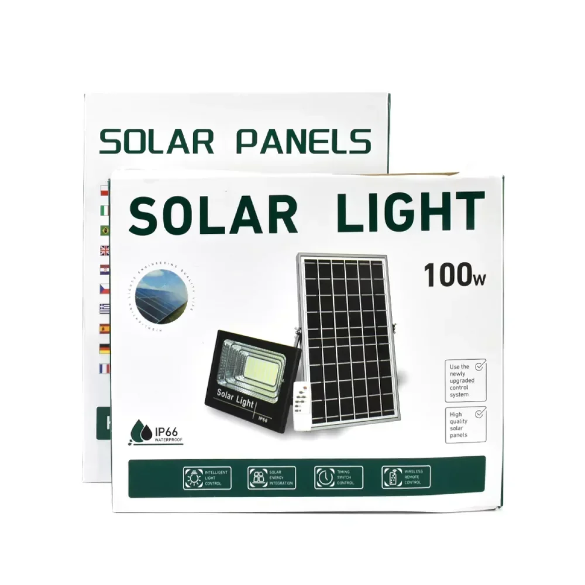 Ηλιακός Προβολέας LED 100W IP66 με Τηλεχειρισμό & Χρονοδιακόπτη OEM JT-SKBJ-100W – Μαύρο
