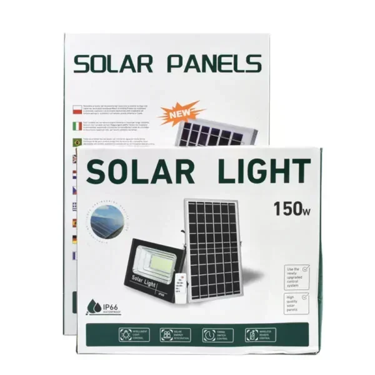 Ηλιακός Προβολέας LED 150W IP66 με Τηλεχειρισμό & Χρονοδιακόπτη OEM JT-SKBU-150W – Μαύρο