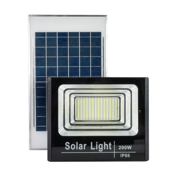 Ηλιακός Προβολέας LED 200W IP66 με Τηλεχειρισμό & Χρονοδιακόπτη OEM JT-SKBU-200W – Μαύρο