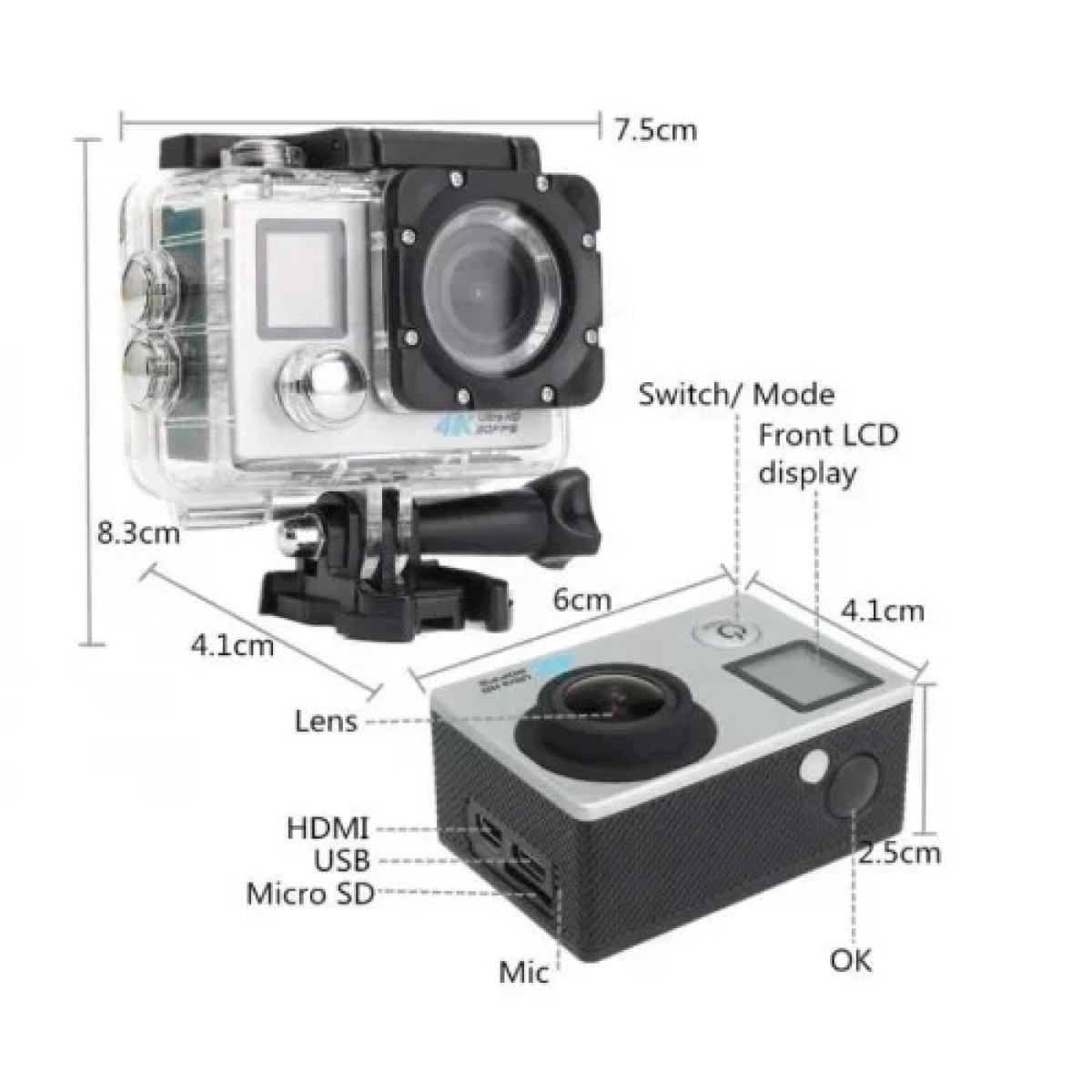Υποβρύχια κάμερα 4K QY-07K ANDOWL Μαύρη