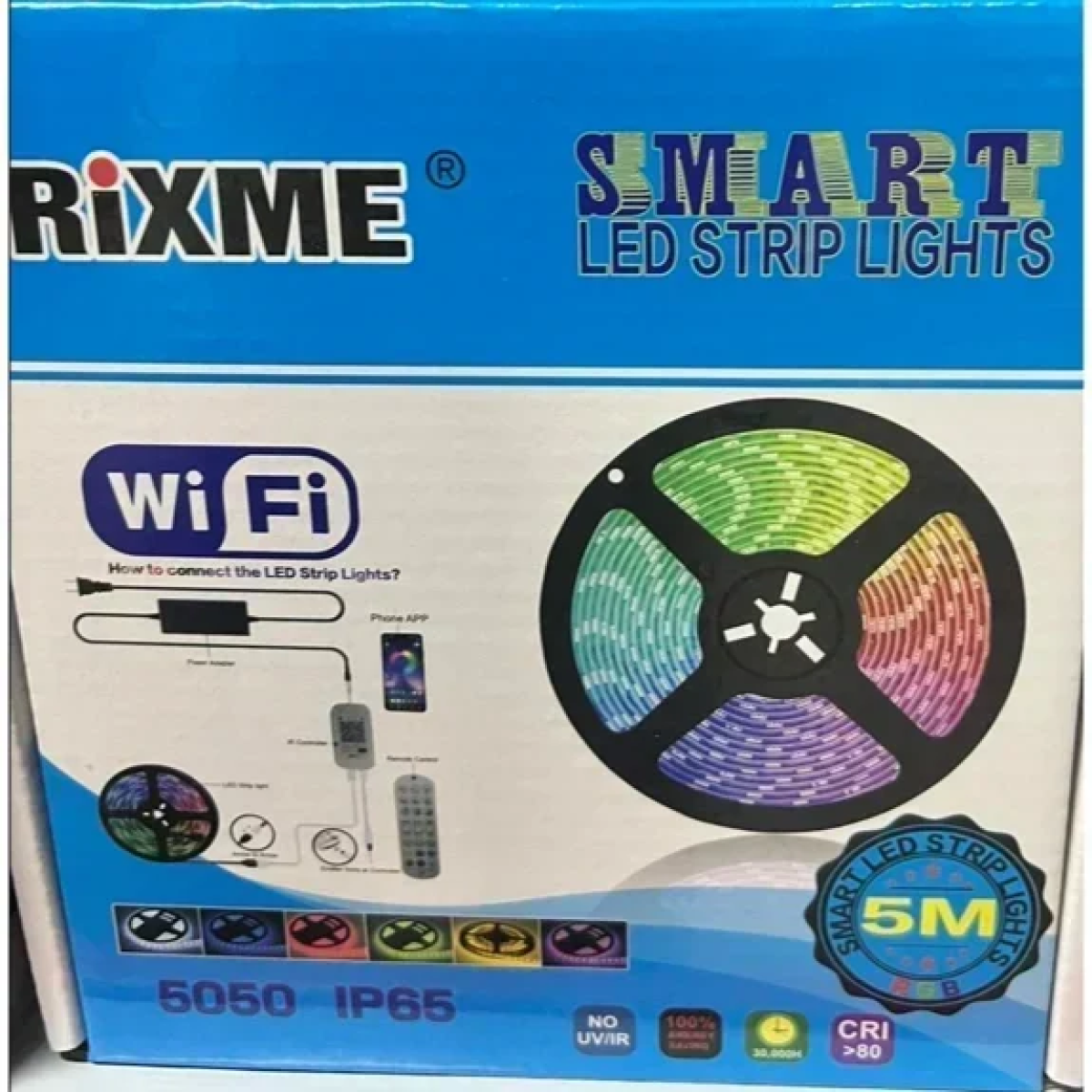 Αδιάβροχη Αυτοκόλλητη SMART Ταινία Wi-Fi LED Rixme 5050RGB 5m