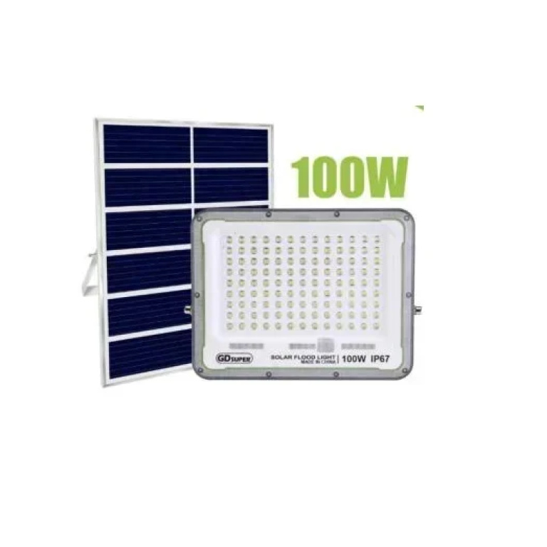 Αδιάβροχος ηλιακός προβολέας LED 100W με πάνελ και τηλεχειριστήριο GD-100G GDSUPER