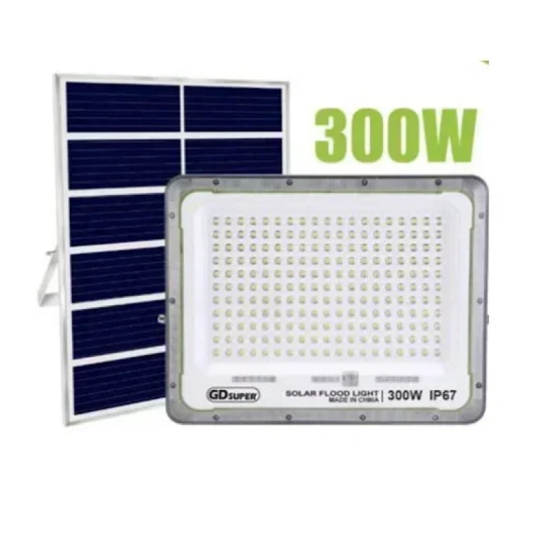 Αδιάβροχος ηλιακός προβολέας LED 300W με πάνελ και τηλεχειριστήριο GD-300G GDSUPER