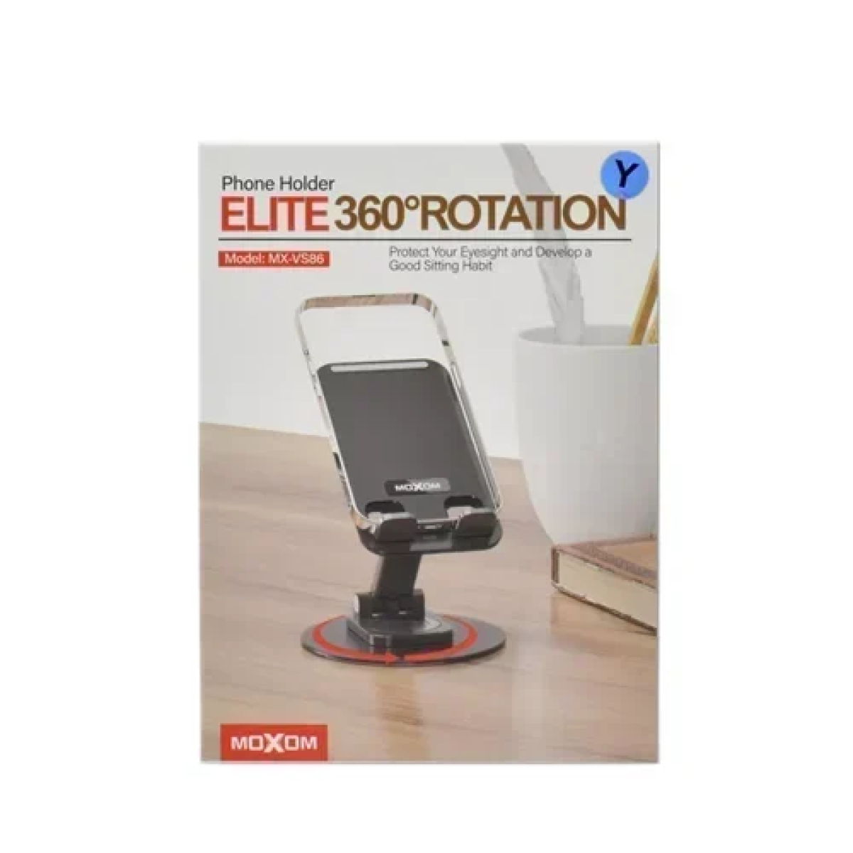 Αναδιπλούμενη περιστρεφόμενη επιτραπέζια βάση αλουμινίου για Smartphone Moxom MX-VS86 – μαύρο - Image 4