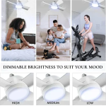 Ανεμιστήρας οροφής και λάμπα LED 1000lm με τηλεχειριστήριο Socket Fanlight - λευκό - Image 2