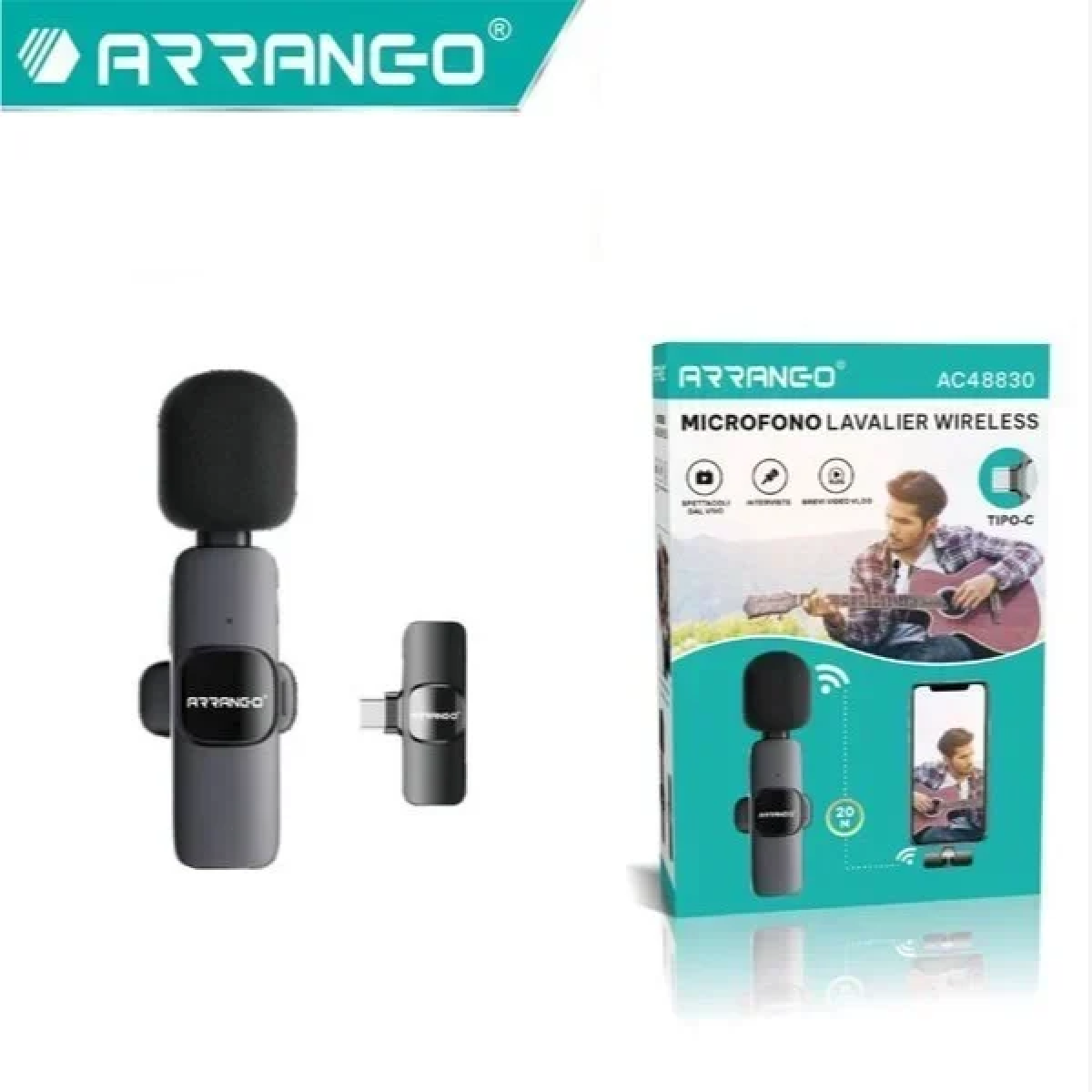 Arrango AC48830 Ασύρματο Πυκνωτικό Μικρόφωνο Πέτου Type-C για Κάμερα και Κινητό
