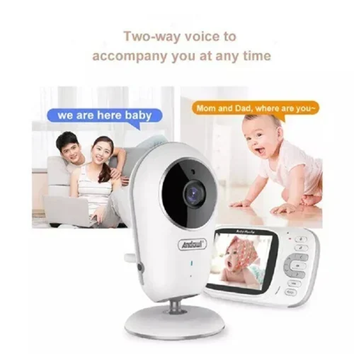 Ασύρματο Baby Monitor - Ενδοεπικοινωνία μωρού Andowl Q-SX907 λευκό - Image 2