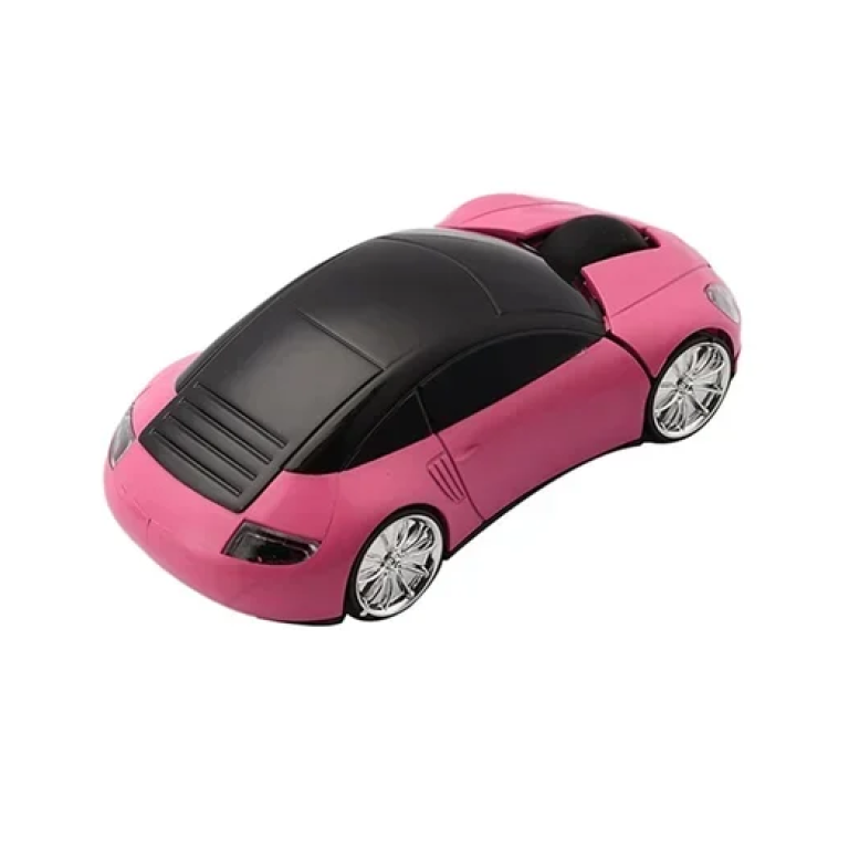 Ασύρματο ποντίκι υπολογιστή USB σε σχήμα αυτοκινήτου - ροζ