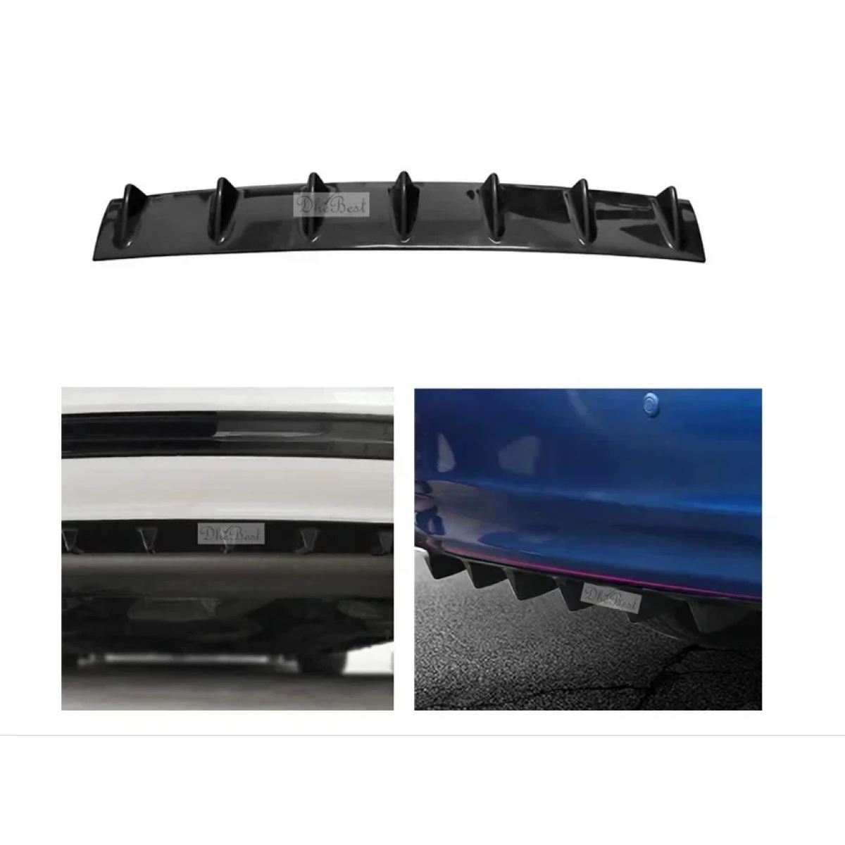 Auto GS Diffuser Πίσω Προφυλακτήρα Universal Με 7 Πτερύγια Μαύρο Από Abs Πλαστικό 1 Τεμάχιο