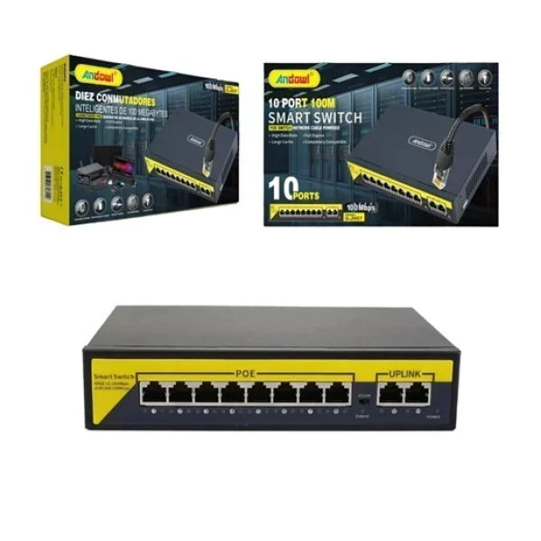 Διακόπτης PoE δικτύου 10 θύρες 1000Μ – 10 Port smart switch POE network cable powered Andowl Q-JH07