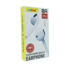 Ενσύρματα ακουστικά με βύσμα Type-C Clear Sound Quality Earphone Andowl 8A λευκά