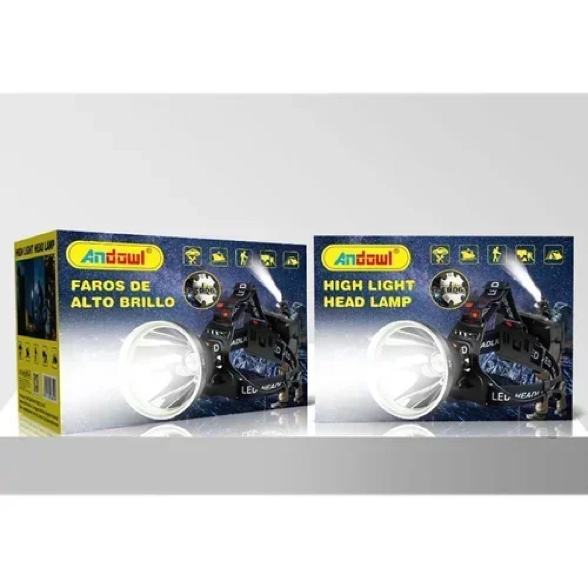 Επαναφορτιζόμενος φακός κεφαλής LED Andowl Q-TD061 μαύρο - Image 2