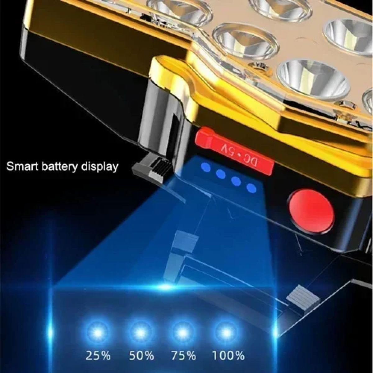 Επαναφορτιζόμενος φακός κεφαλής LED High Power Led Light μαύρο - Image 3