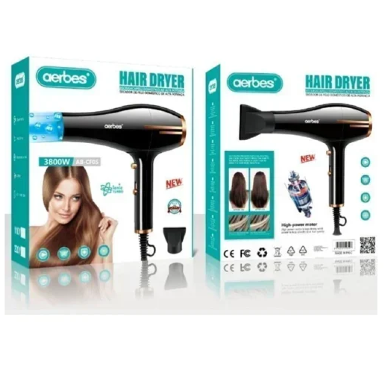 Επαγγελματικό πιστολάκι μαλλιών 3800W Aerbes AB-CF05 μαύρο