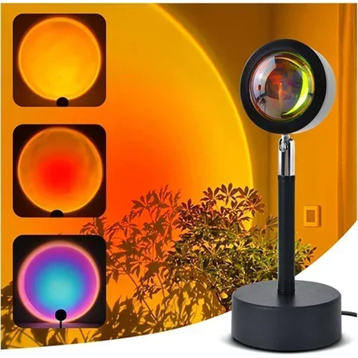 Επιδαπέδιο φωτιστικό LED RGB με φως ηλιοβασιλέματος Sunset Lamp LXY-462 μαύρο - Image 3
