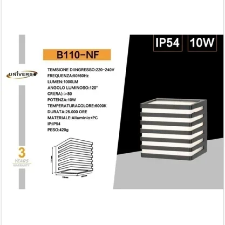 Επιτοίχιο Φωτιστικό Εξωτερικού Χώρου LED B110-NF