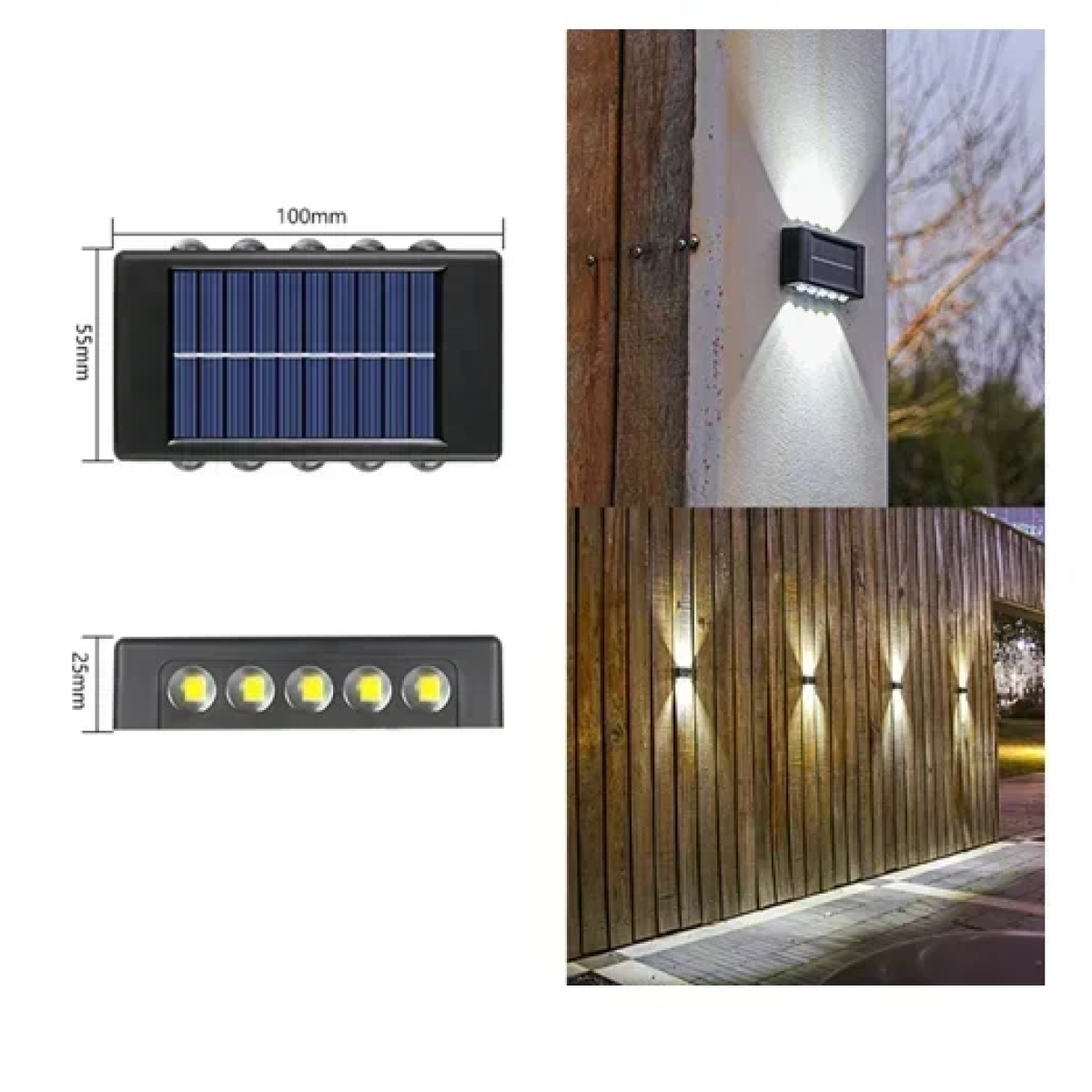 Επιτοίχιο ηλιακό φωτιστικό κήπου LED Solar Wall Lamp 12 LED μαύρο - Image 2