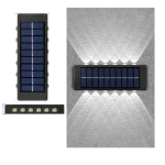 Επιτοίχιο ηλιακό φωτιστικό κήπου LED Solar Wall Lamp 12 LED μαύρο