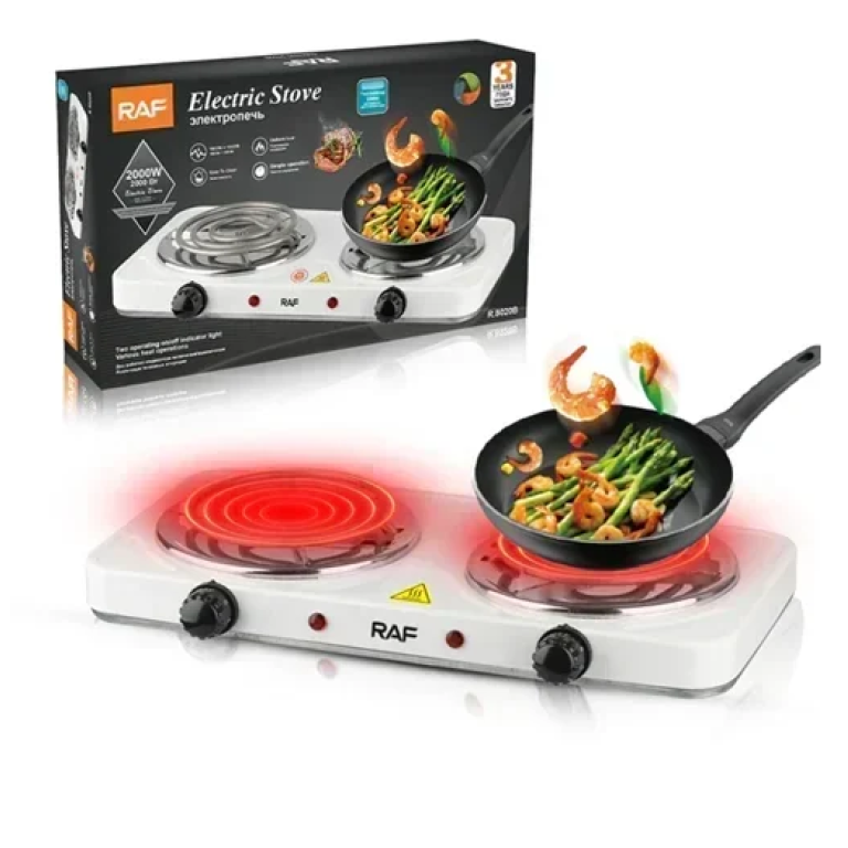 Επιτραπέζια εστία εμαγιέ διπλή 2000W RAF R.8020B λευκή