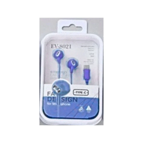 EV-8021 Type-C Handsfree Ακουστικά με Βύσμα USB-C Μπλε
