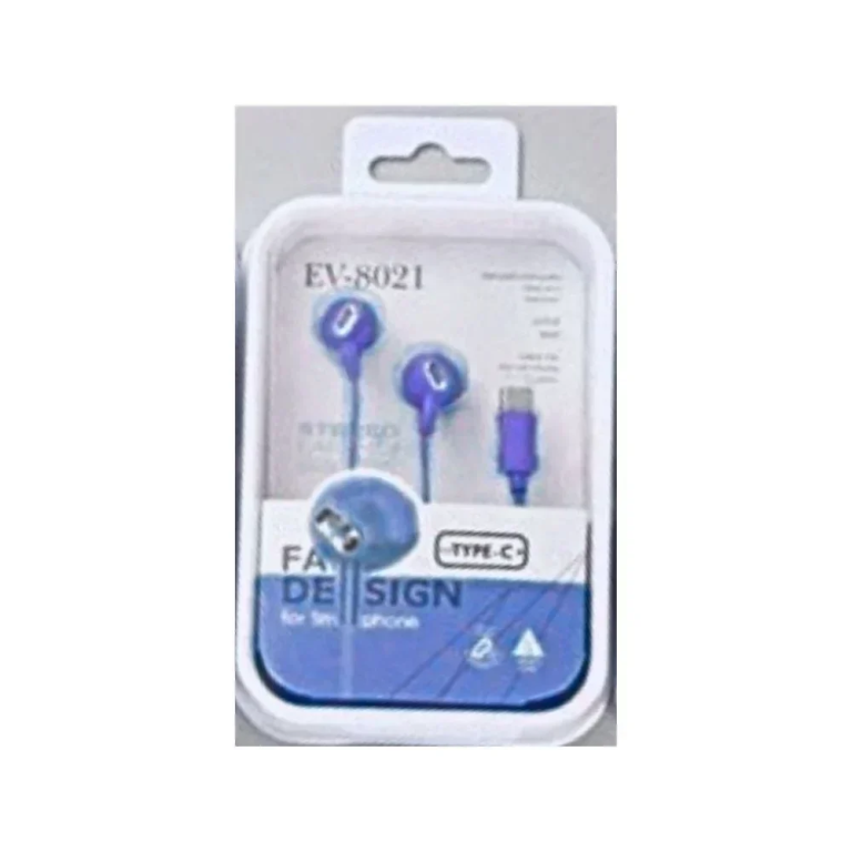 EV-8021 Type-C Handsfree Ακουστικά με Βύσμα USB-C Μπλε