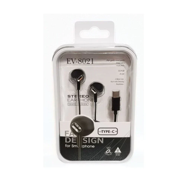 EV-8021 Type-C Handsfree Ακουστικά με Βύσμα USB-C Μαύρο