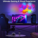 Έξυπνα φωτιστικά τοίχου LED RGB 10τμχ με WiFi, τηλεχειριστήριο και έλεγχο εφαρμογής Hexagon Gaming Light LXQG01-Y - Image 3