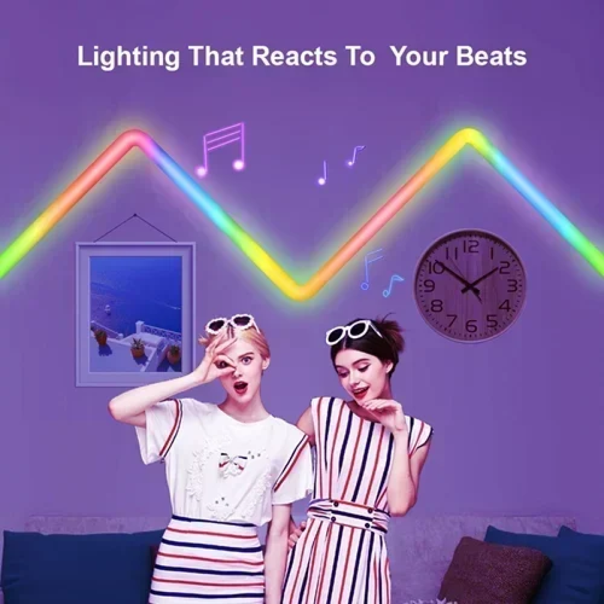 Έξυπνα φωτιστικά τοίχου LED RGB 4+3τμχ με τηλεχειριστήριο και έλεγχο εφαρμογής SLX06 - Image 2