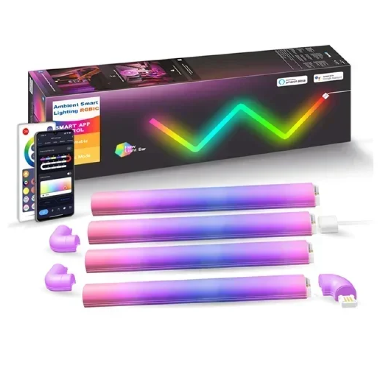 Έξυπνα φωτιστικά τοίχου LED RGB 4+3τμχ με τηλεχειριστήριο και έλεγχο εφαρμογής SLX06