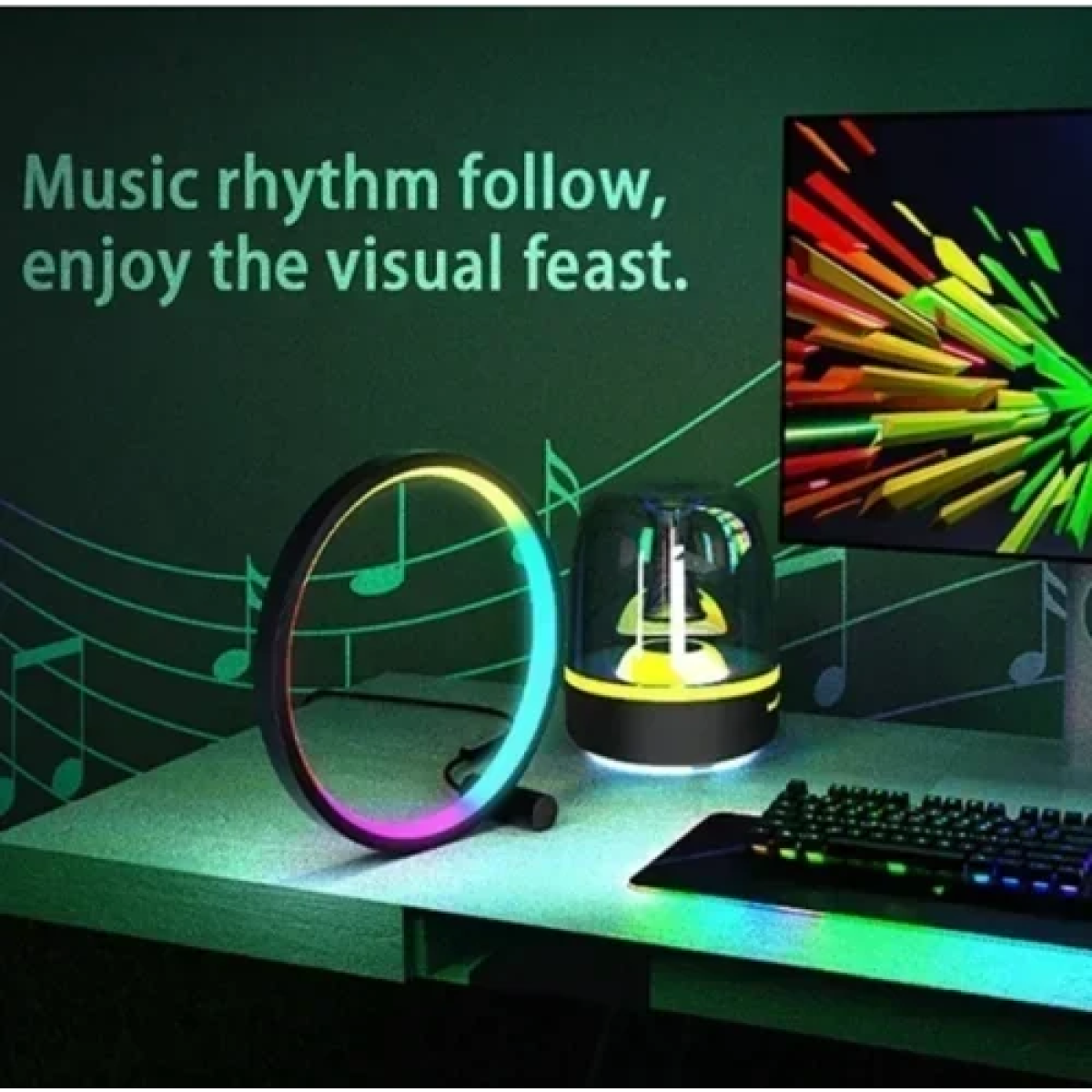Έξυπνο επιτραπέζιο φωτιστικό LED RGB με τηλεχειριστήριο SAL052 - μαύρο - Image 2