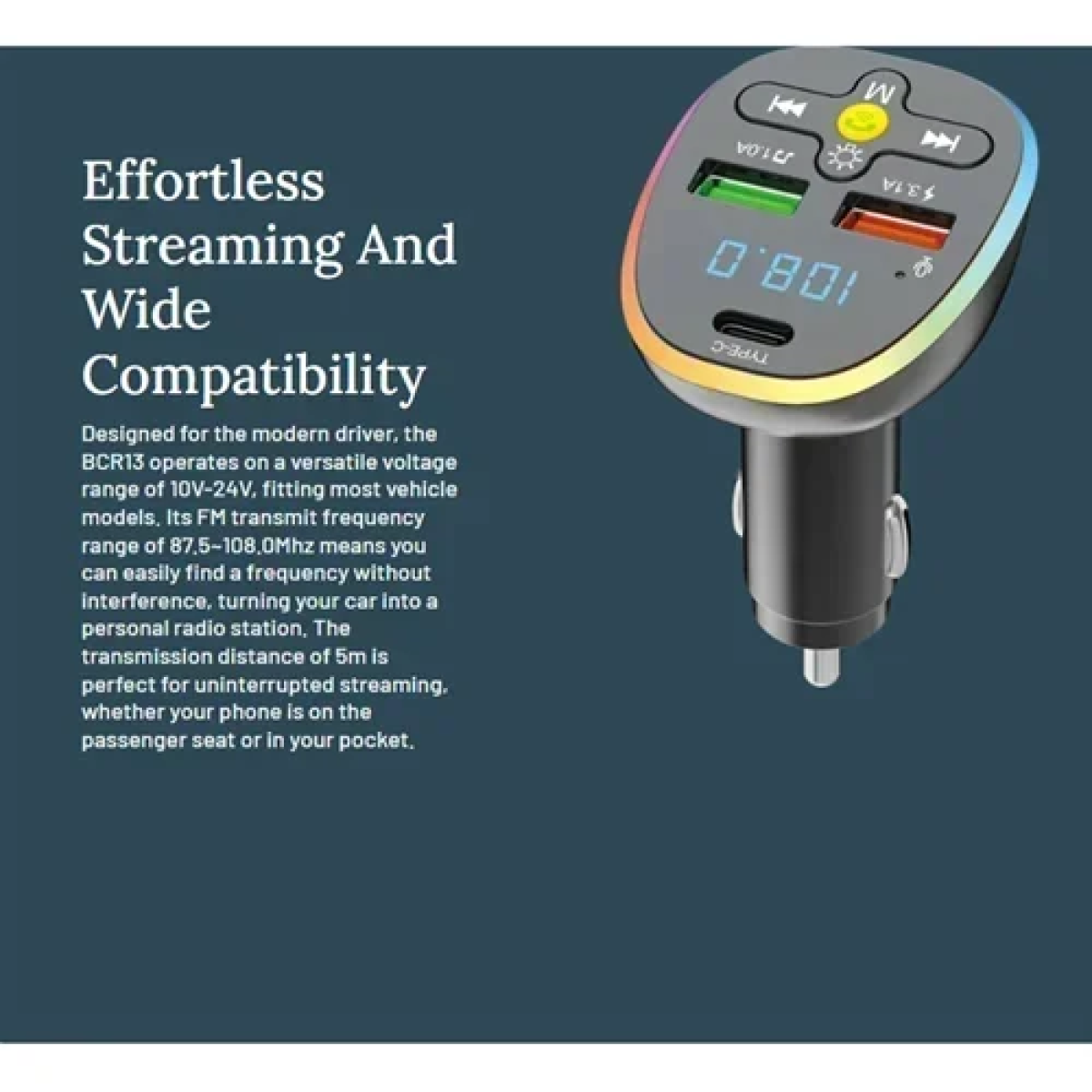 FM Transmitter/MP3 Player αυτοκινήτου Ezra BCR13 μαύρο - Image 4