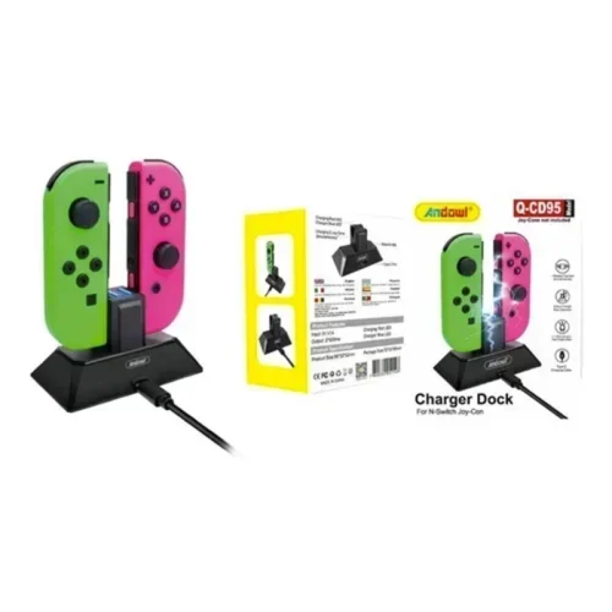 Φορτιστής Joy-cons Nintendo Switch - Charger Dock Andowl Q-CD95 μαύρο - Image 5