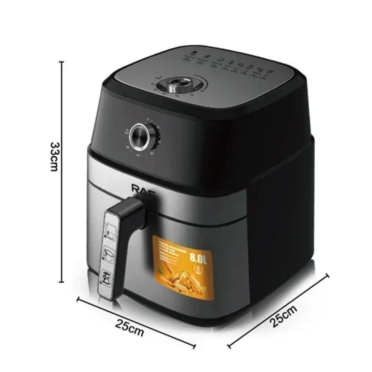 Φριτέζα αέρος με χωρητικότητα 8.0L Air fryer 1700W RAF R.5319 μαύρο/ασημί - Image 4