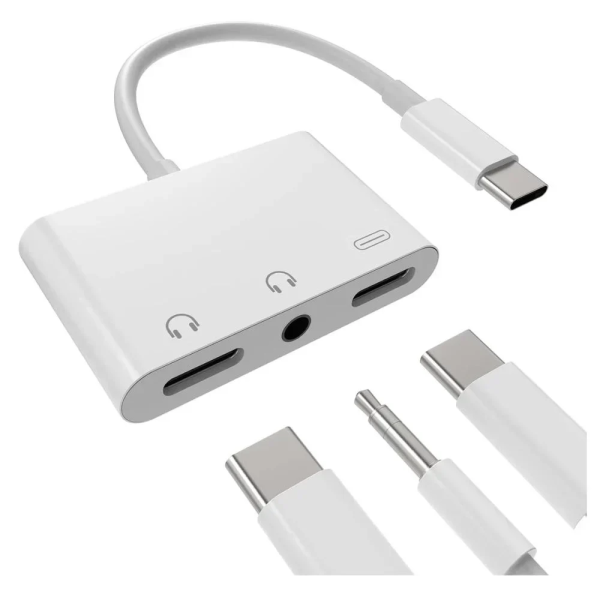 GL 160 Αντάπτορας Φόρτισης και Ήχου 3-σε-1 Type-C σε 3.5mm με Δύο Θύρες USB-C