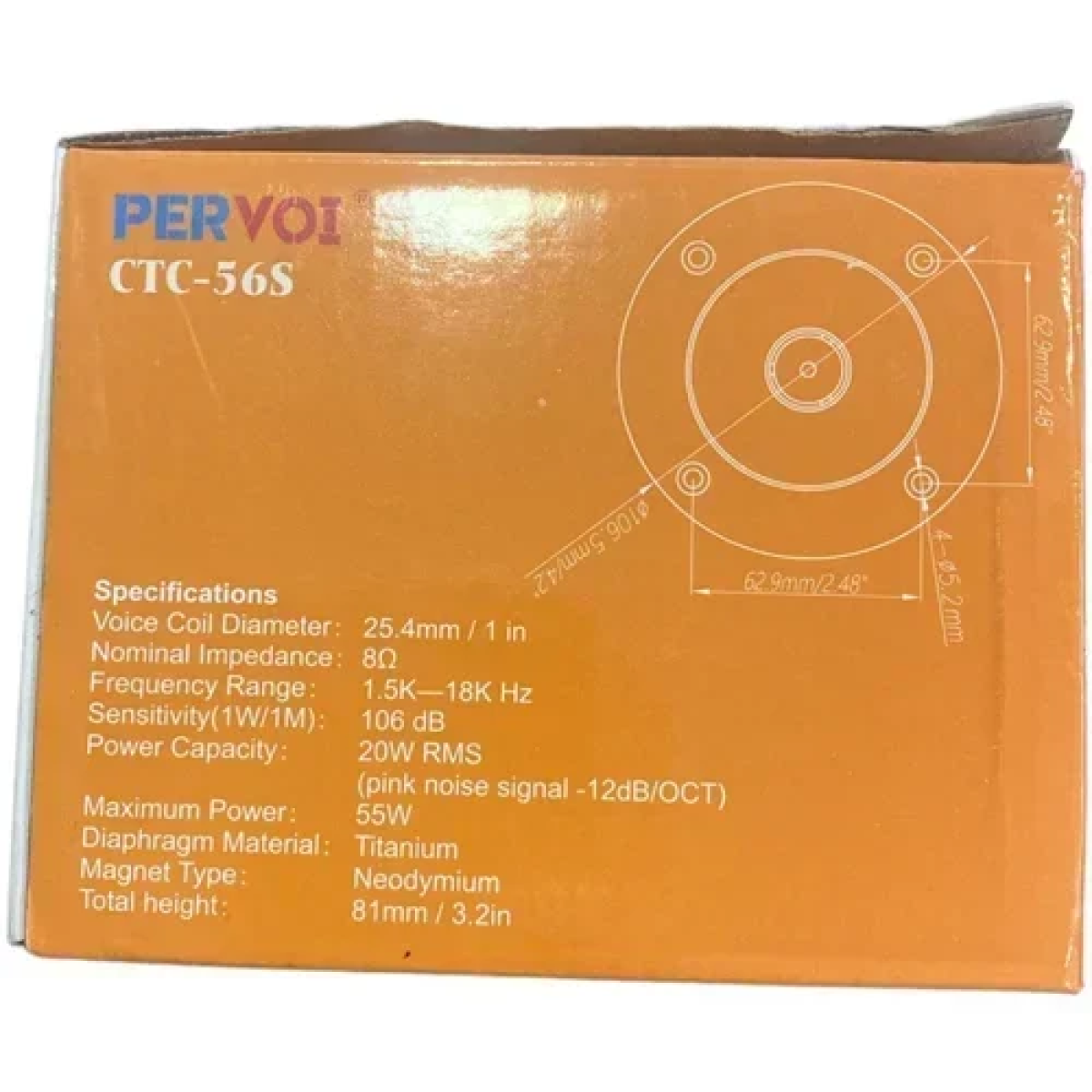 Ηχείο αυτοκινήτου 1'' 55W Tweeter Pervoi CTC-56S μαύρο - Image 3