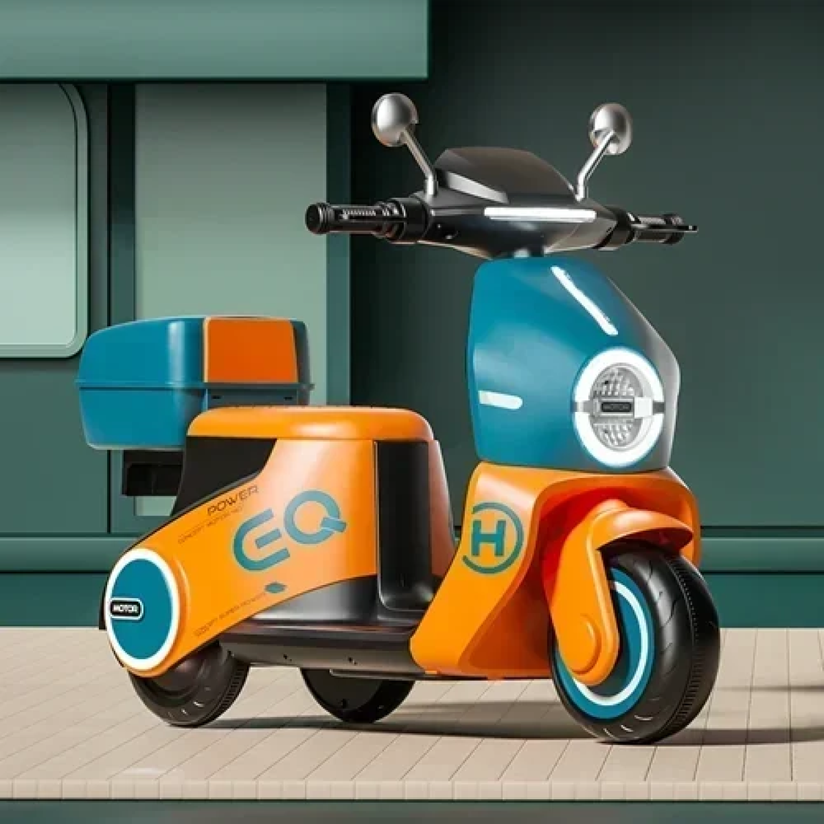 Ηλεκτροκίνητη παιδική Vespa 6V για ηλικίες 2-5 ετών Y-MB6129-B πετρόλ/πορτοκαλί - Image 2