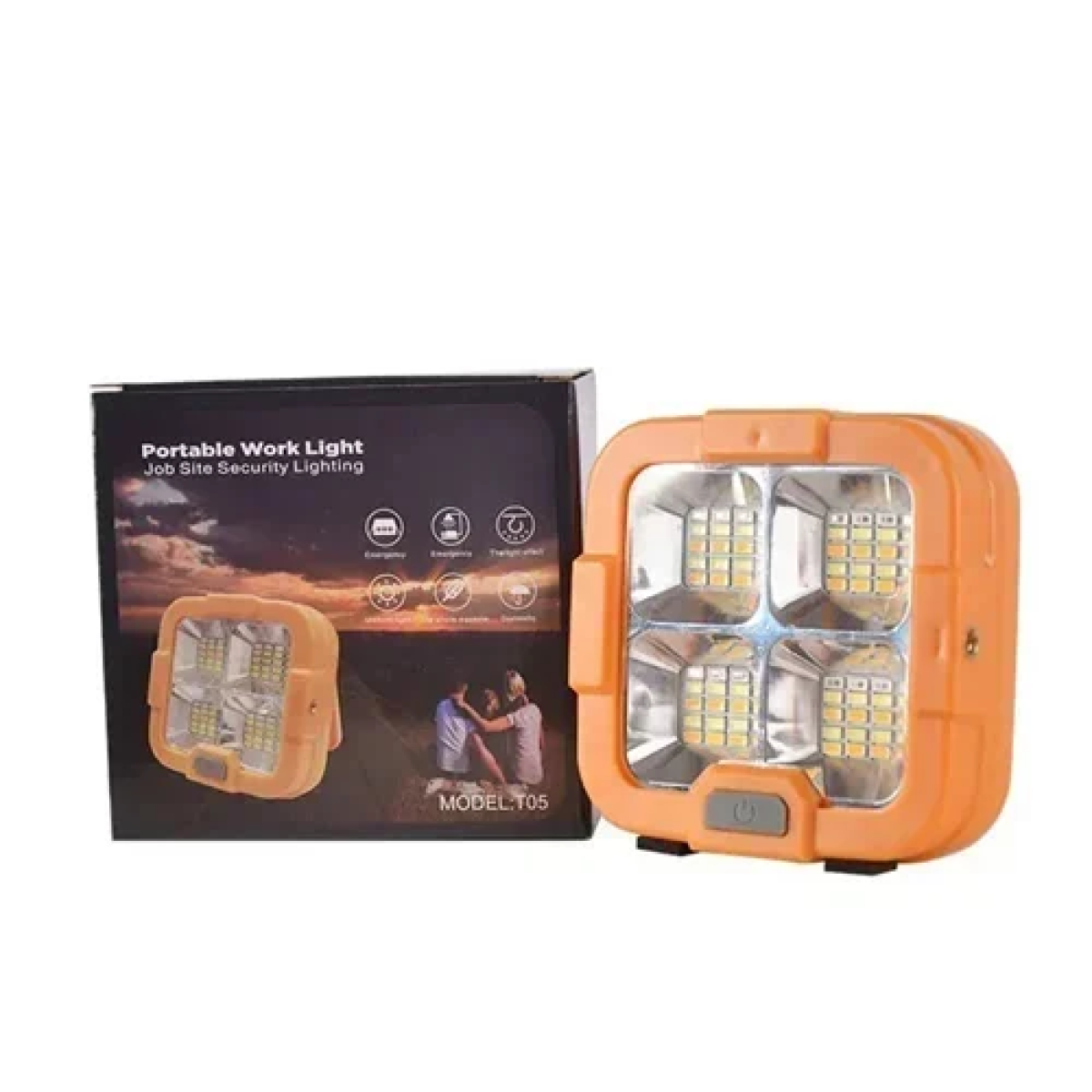 Ηλιακός φακός εργασίας/έκτακτης ανάγκης/camping LED T05 - πορτοκαλί - Image 4