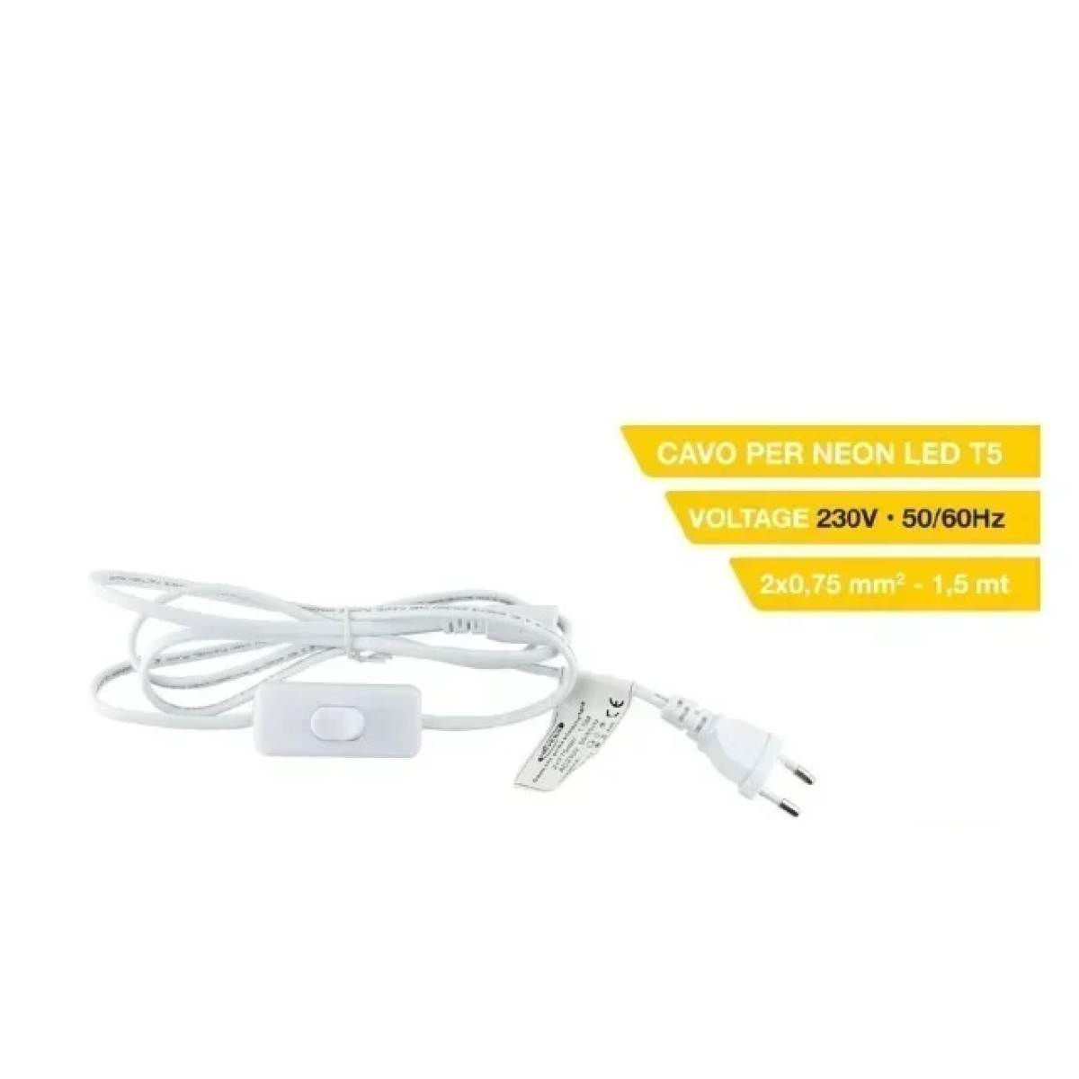 Καλώδιο 3 Ακίδων Νέον Με Βύσμα Διακόπτη LED 150cm S-T5