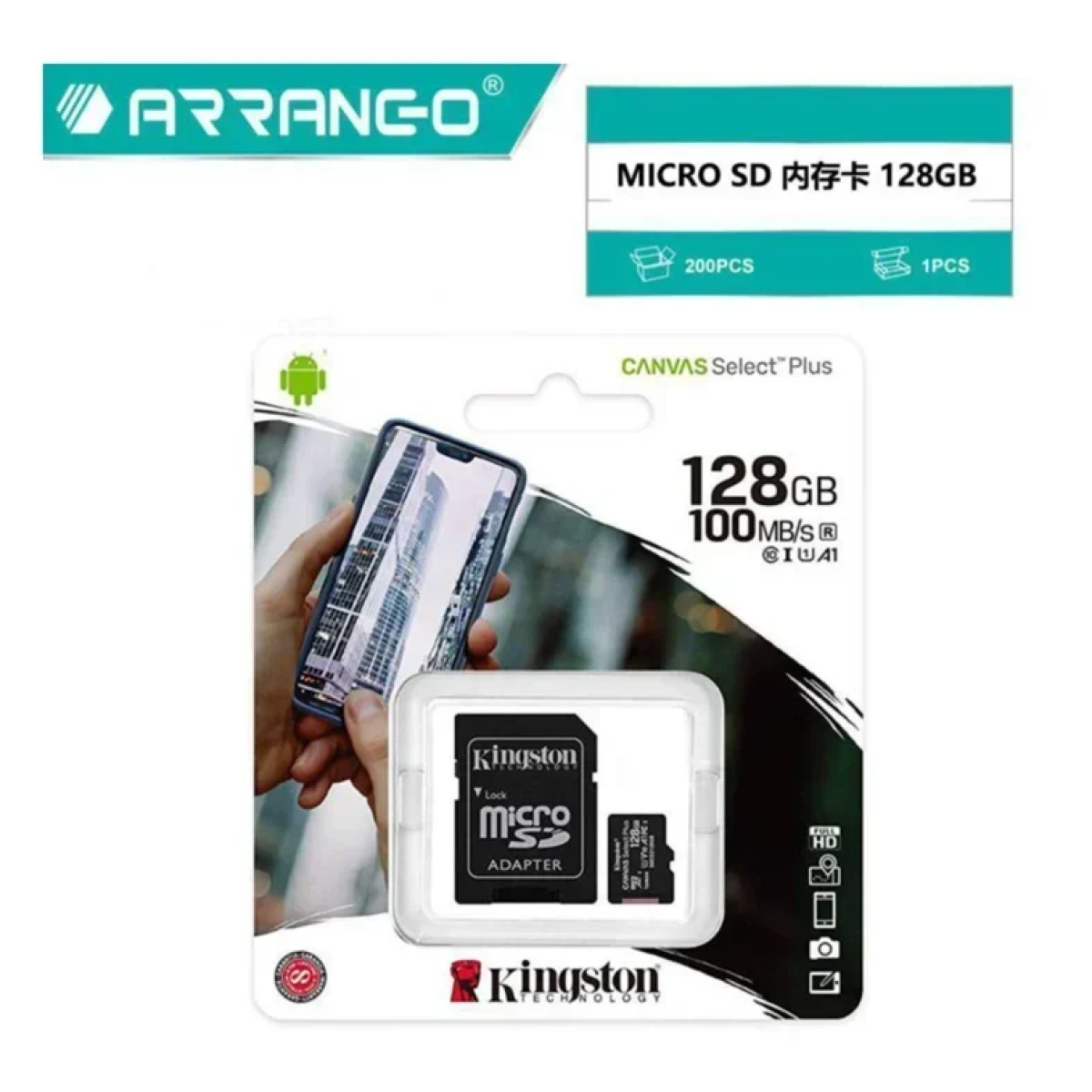 Kingston Canvas Select Plus microSDXC Με Αντάπτορα SDCS2-128GB (740617298703)