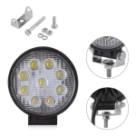 LED αδιάβροχος στρογγυλός προβολέας 27W 12-24V 2300LM 6500K IP67 - μαύρο - Image 2