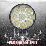LED αδιάβροχος στρογγυλός προβολέας 27W 12-24V 2300LM 6500K IP67 - μαύρο - Image 3